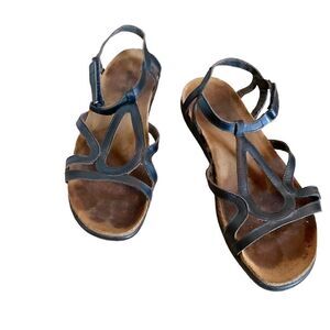 NAOT Dorith Black Leather Sandal Flat Size 9/40